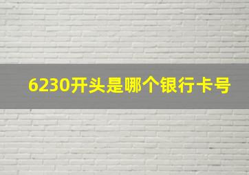 6230开头是哪个银行卡号