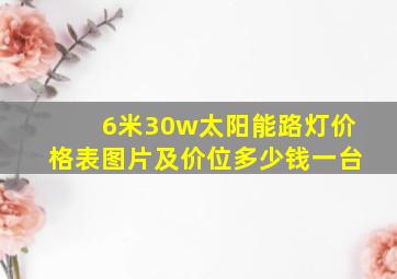 6米30w太阳能路灯价格表图片及价位多少钱一台