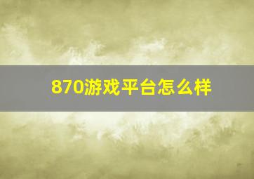 870游戏平台怎么样