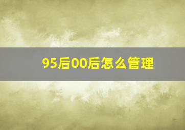 95后00后怎么管理