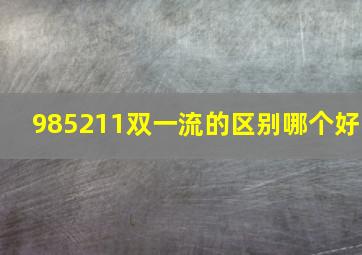 985211双一流的区别哪个好