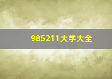 985211大学大全