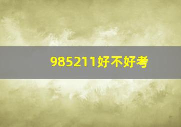 985211好不好考