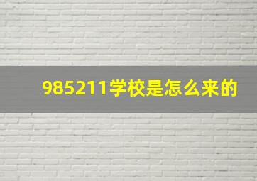 985211学校是怎么来的