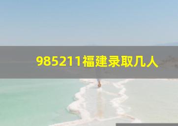 985211福建录取几人