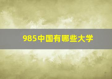 985中国有哪些大学