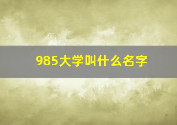 985大学叫什么名字