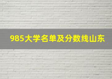 985大学名单及分数线山东