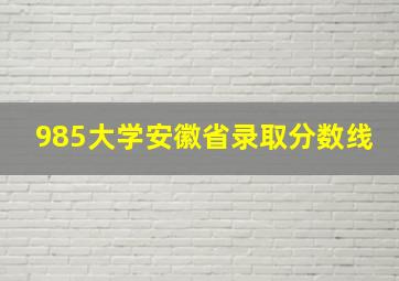 985大学安徽省录取分数线