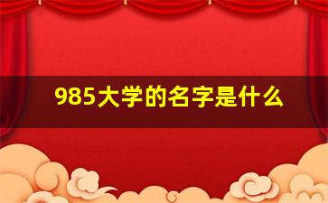 985大学的名字是什么