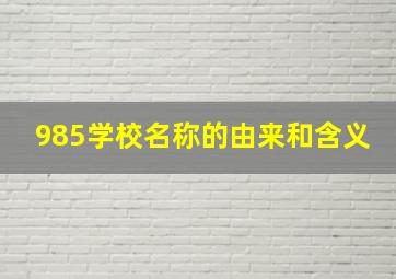 985学校名称的由来和含义