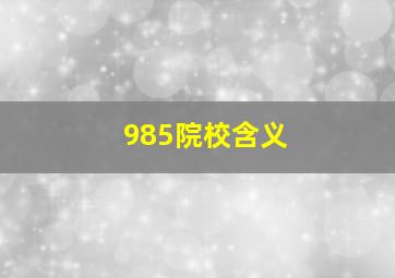 985院校含义