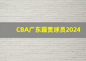 CBA广东籍贯球员2024