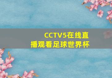 CCTV5在线直播观看足球世界杯