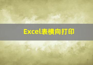 Excel表横向打印