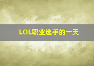 LOL职业选手的一天