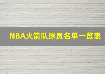 NBA火箭队球员名单一览表