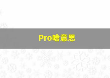 Pro啥意思