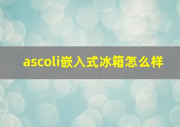 ascoli嵌入式冰箱怎么样