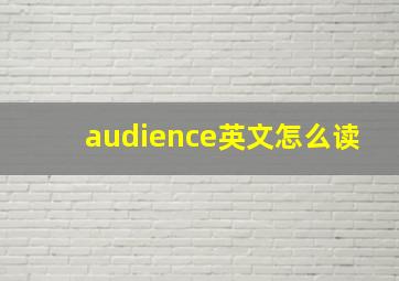 audience英文怎么读