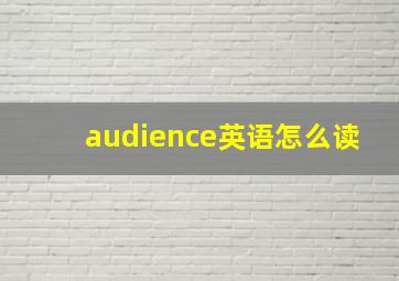 audience英语怎么读