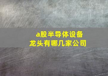 a股半导体设备龙头有哪几家公司