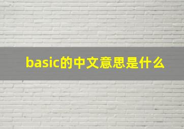 basic的中文意思是什么