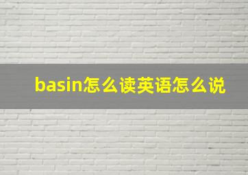 basin怎么读英语怎么说