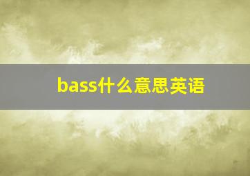 bass什么意思英语