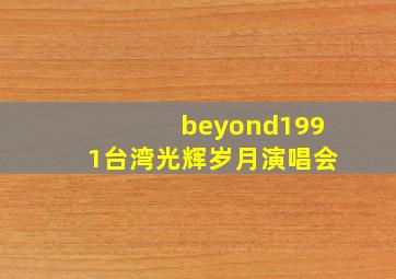 beyond1991台湾光辉岁月演唱会