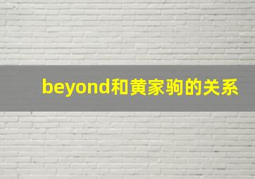 beyond和黄家驹的关系