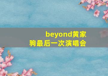 beyond黄家驹最后一次演唱会