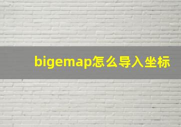 bigemap怎么导入坐标