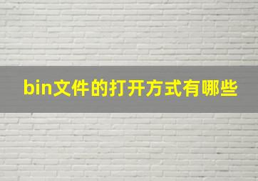 bin文件的打开方式有哪些