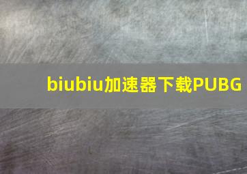 biubiu加速器下载PUBG