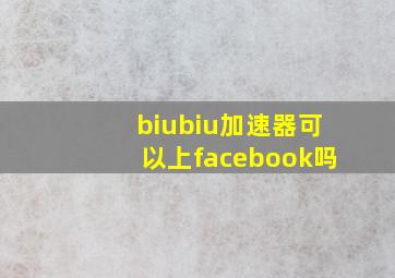 biubiu加速器可以上facebook吗