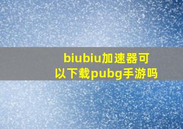 biubiu加速器可以下载pubg手游吗