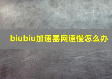 biubiu加速器网速慢怎么办