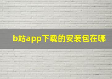 b站app下载的安装包在哪