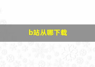 b站从哪下载