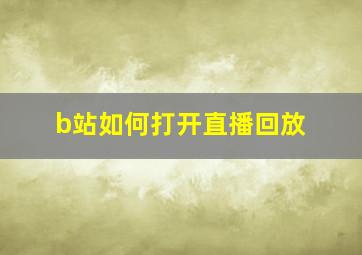 b站如何打开直播回放