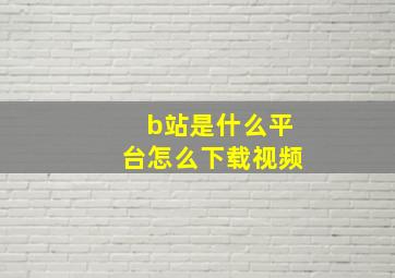 b站是什么平台怎么下载视频