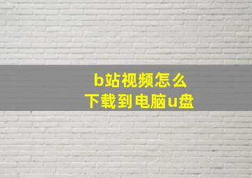 b站视频怎么下载到电脑u盘