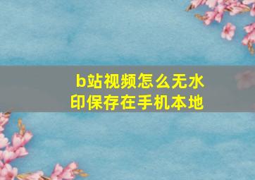 b站视频怎么无水印保存在手机本地