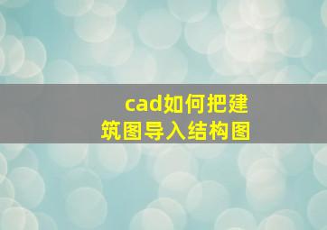 cad如何把建筑图导入结构图