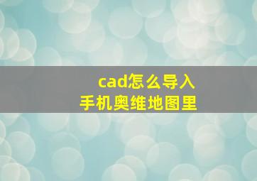 cad怎么导入手机奥维地图里