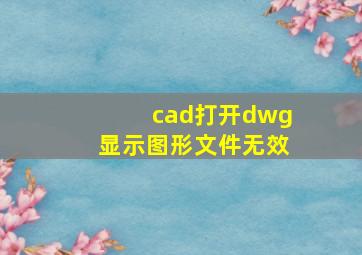 cad打开dwg显示图形文件无效