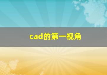 cad的第一视角