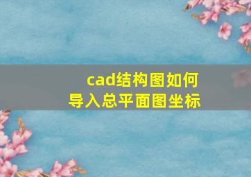 cad结构图如何导入总平面图坐标