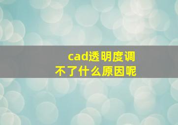 cad透明度调不了什么原因呢